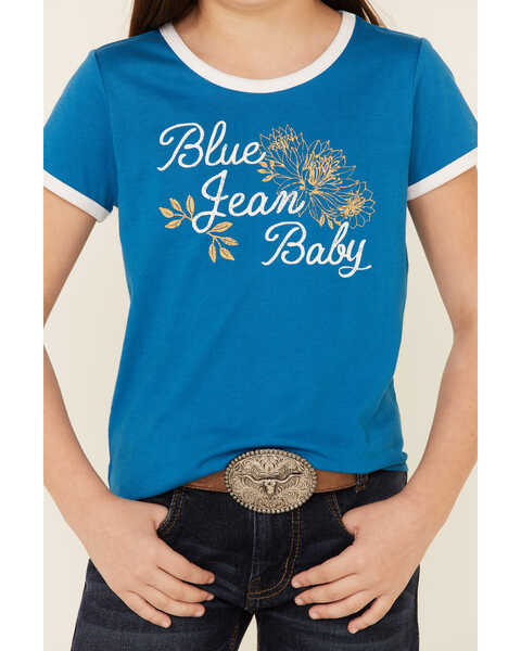 Image #3 - Cruel Girl Girls' Blue Jean Baby Graphic Ringer Tee , Blue, hi-res