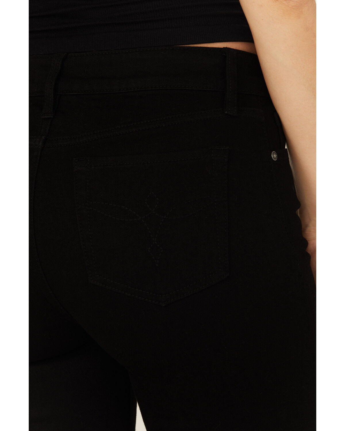 Image #4 - Shyanne Women's Joni High Rise Rhinestone Slit Trouser Comfort Stretch Denim Jeans, Black, hi-res