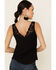 Shyanne Women's Black Ladder Lace Trim Tank Top , Black, hi-res