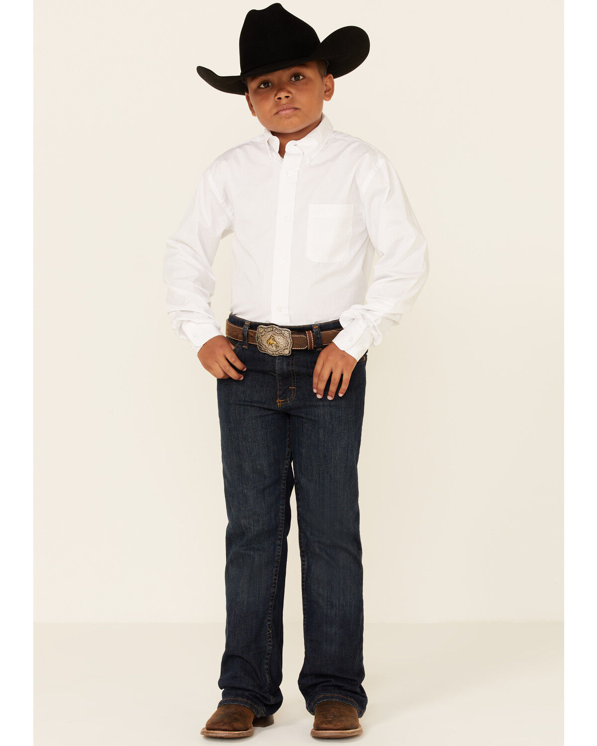 Image #2 - Cinch Boys' Long Sleeve Shirt, White, hi-res