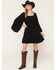 Image #1 - Shyanne Women's Highlands Embroidered Long Bell Sleeve Mini Dress, Black, hi-res