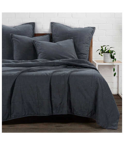 HiEnd Accents Charcoal Stonewashed Cotton Canvas Full/Queen Coverlet Set  , Charcoal, hi-res