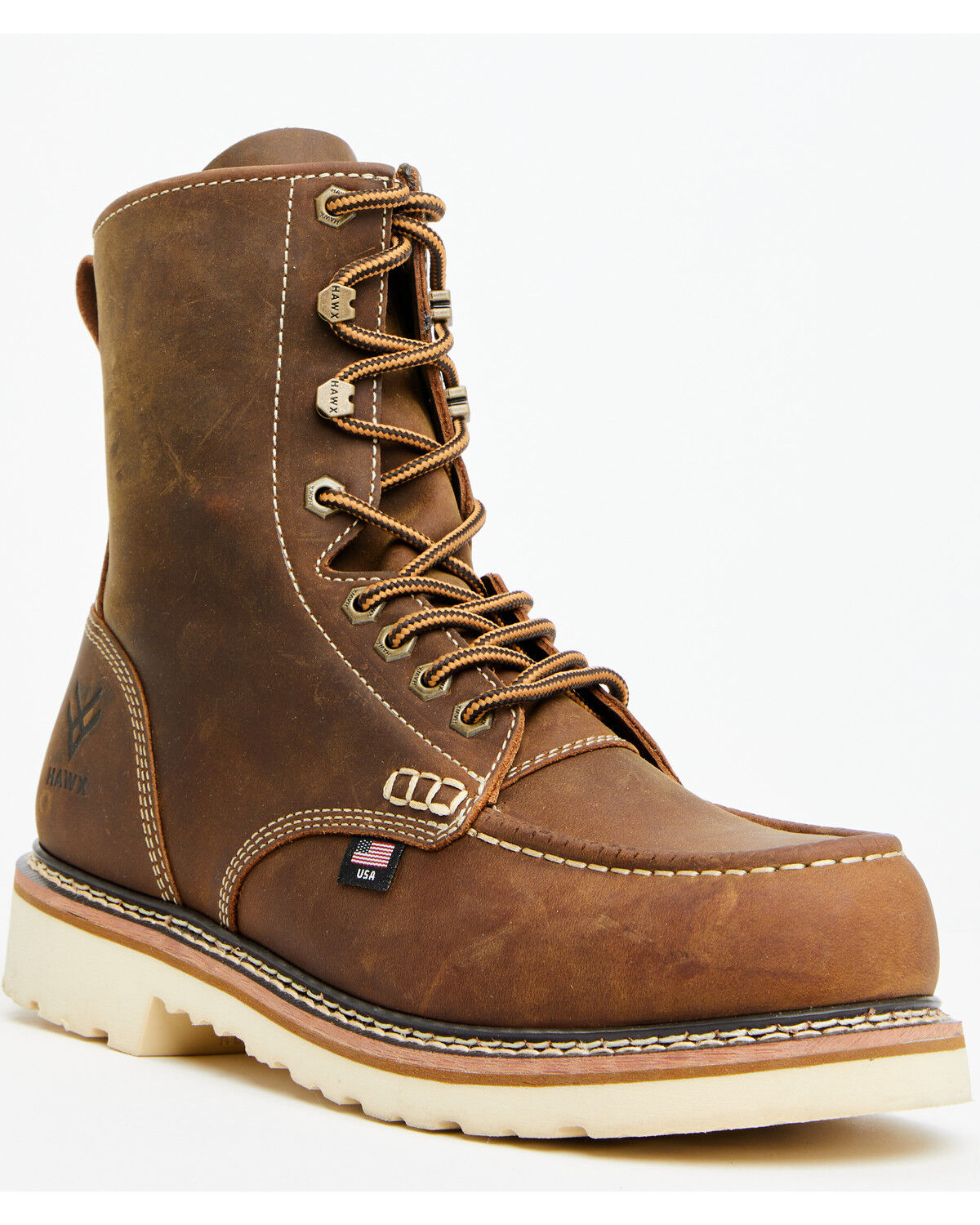 Image #1 - Hawx Men's 8" USA Redesigned Work Boots - Composite Toe, Brown, hi-res