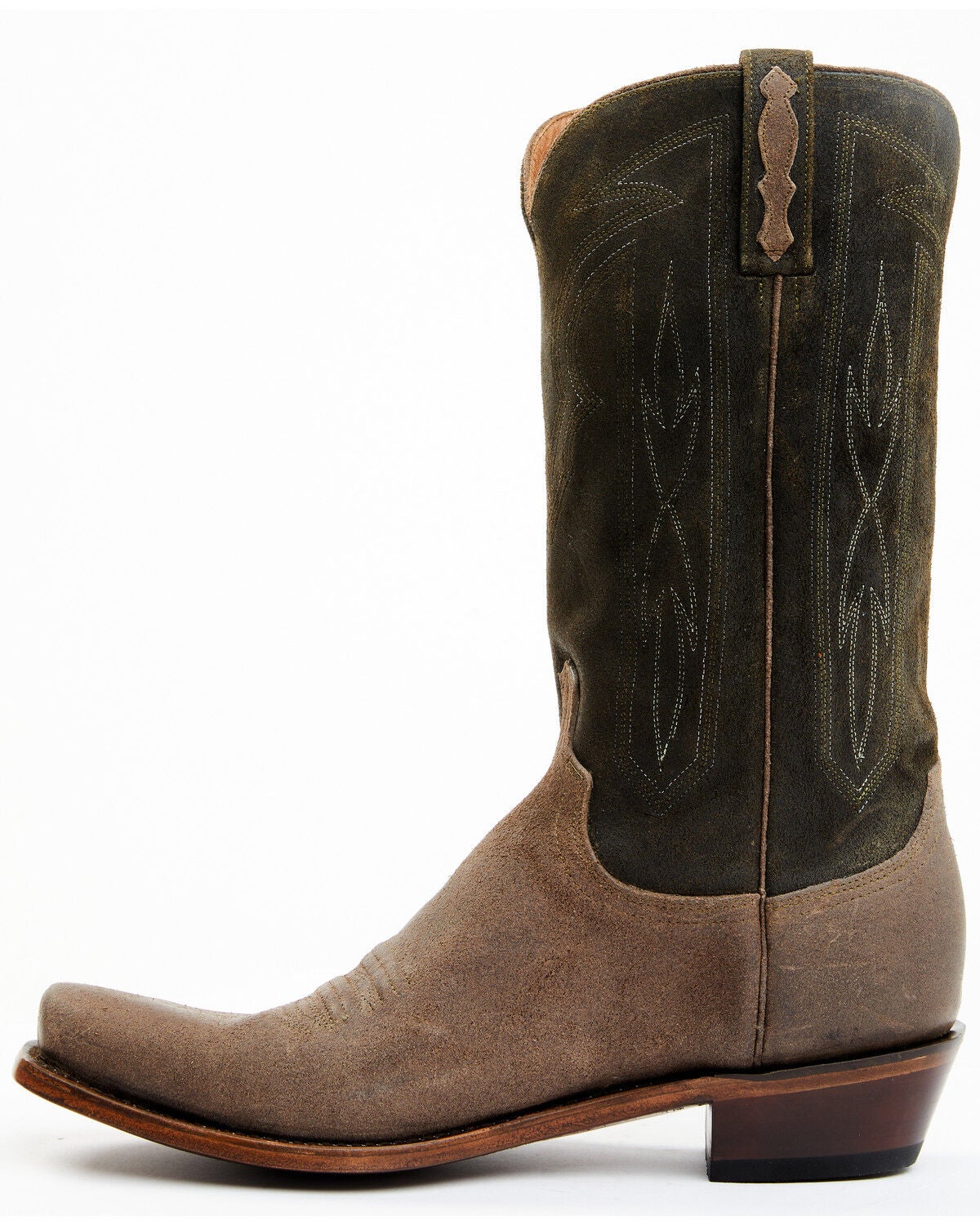 Image #3 - Lucchese Men's Distressed Shell Cowhide Western Boots - Snip Toe, Beige/khaki, hi-res