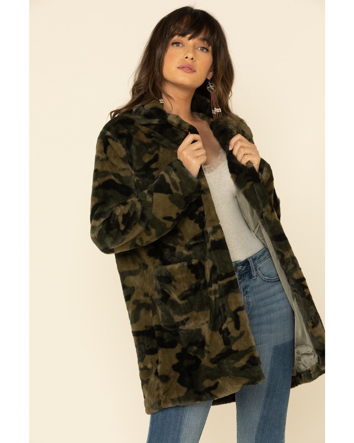 camo jacket with fur inside
