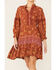 Image #2 - Angie Women's Floral Lace Trim Long Sleeve Mini Dress, Brown, hi-res
