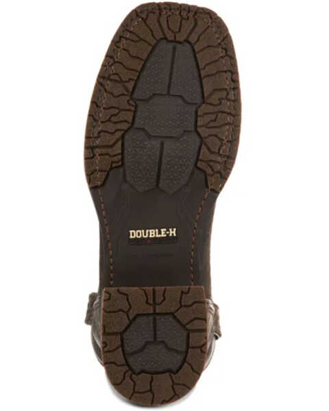 Image #7 - Double H Men's 10" Deep Scallop Waterproof Work Boots - Composite Toe , Black/brown, hi-res