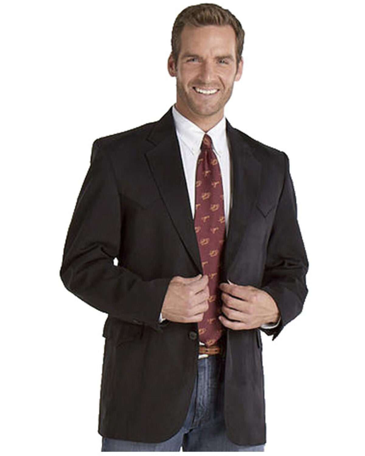 Image #2 - Circle S Men's Microsuede Sportcoat - Tall, Black, hi-res