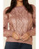 Rock & Roll Denim Women's Mauve Metallic Cable Knit Sweater , Mauve, hi-res