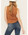 Image #4 - Shyanne Women's Buck Yah Saloon Split Neck Graphic Tank, Caramel, hi-res