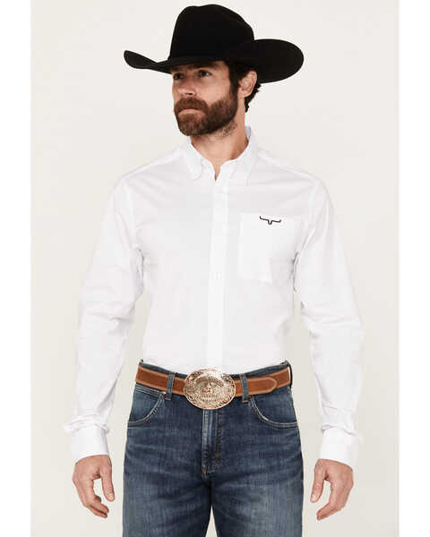 Kimes Ranch Men's Team Solid Long Sleeve Button Down Shirt, White, hi-res