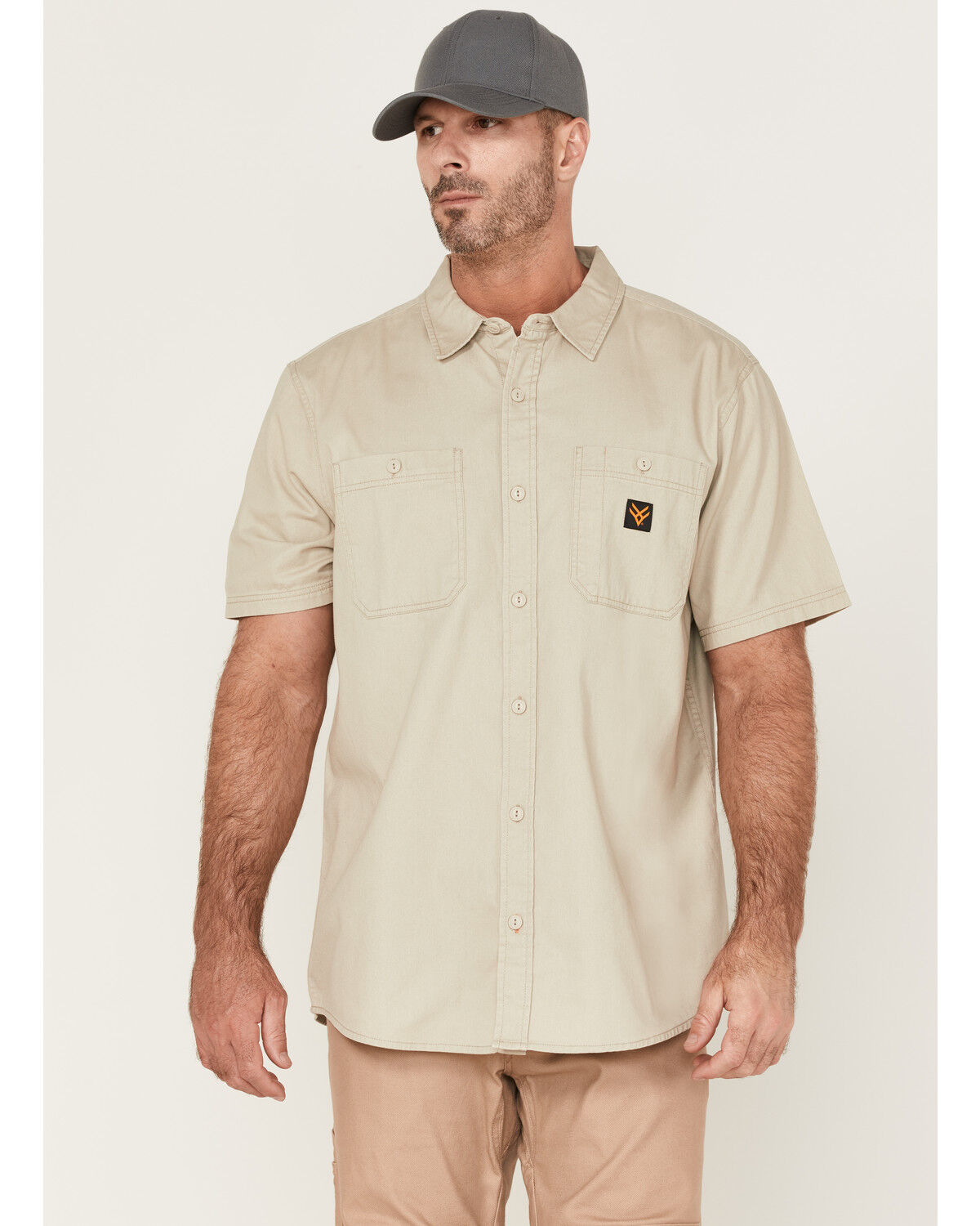 Image #1 - Hawx Men's Twill Short Sleeve Button-Down Work Shirt, Light Grey, hi-res