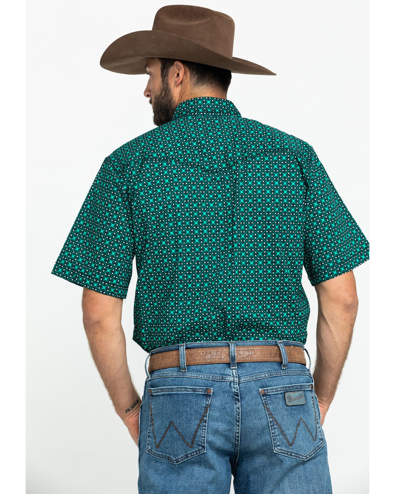 Wrangler 20X Men's Advanced Comfort Green Geo Print Short Sleeve Western Shirt , Green, hi-res