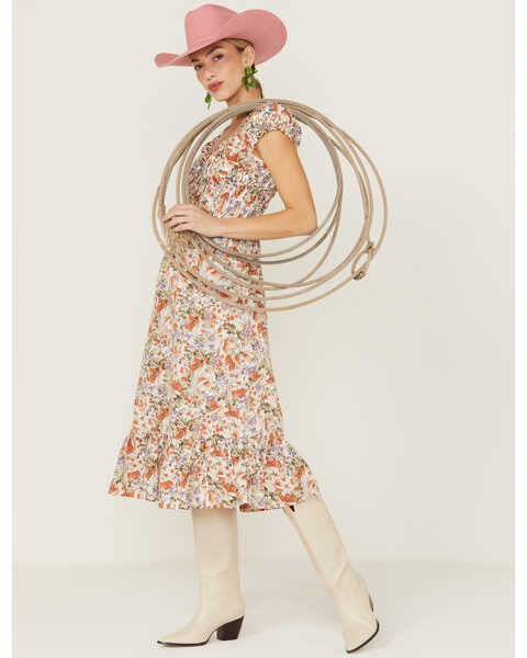 Heartloom Women's Wildflower Edina Midi Dress, Orange, hi-res