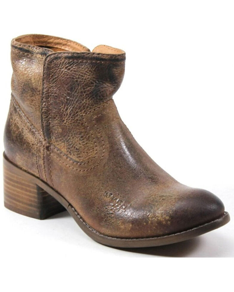 Diba True Women's Walnut Grove Western Leather Ankle Boots - Round Toe, Tan, hi-res