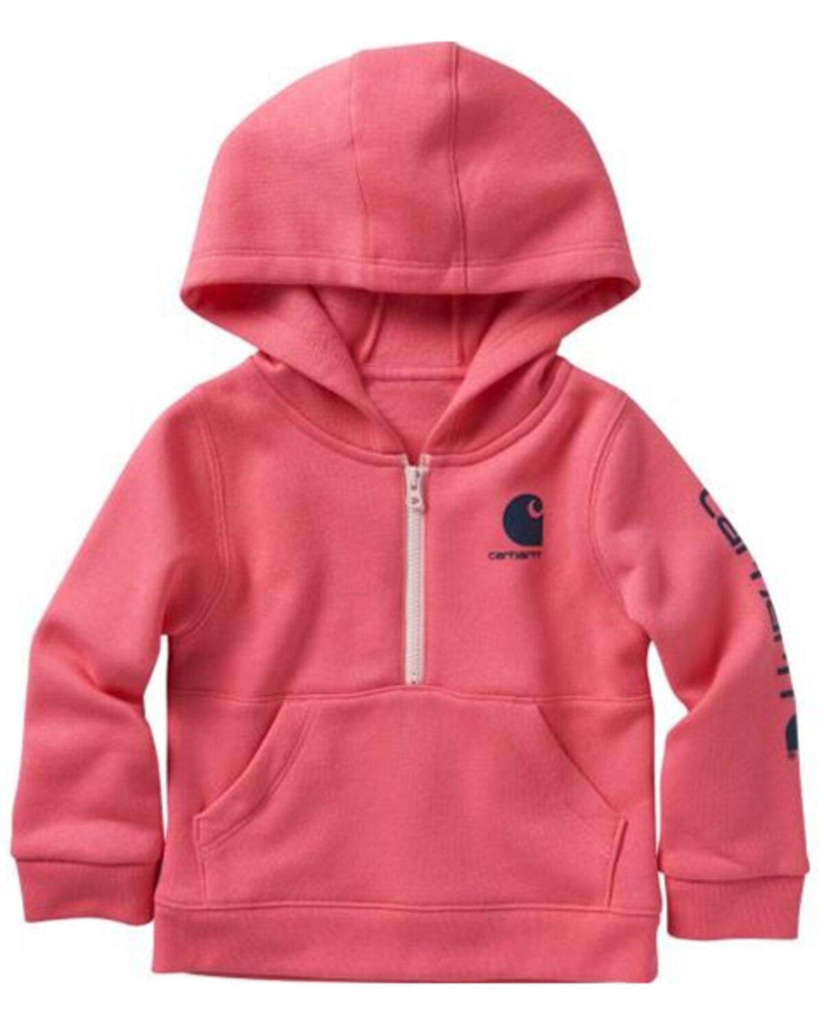 Carhartt Toddler Girls' Long Sleeve Half-Zip Pullover Sweatshirt, Pink, hi-res