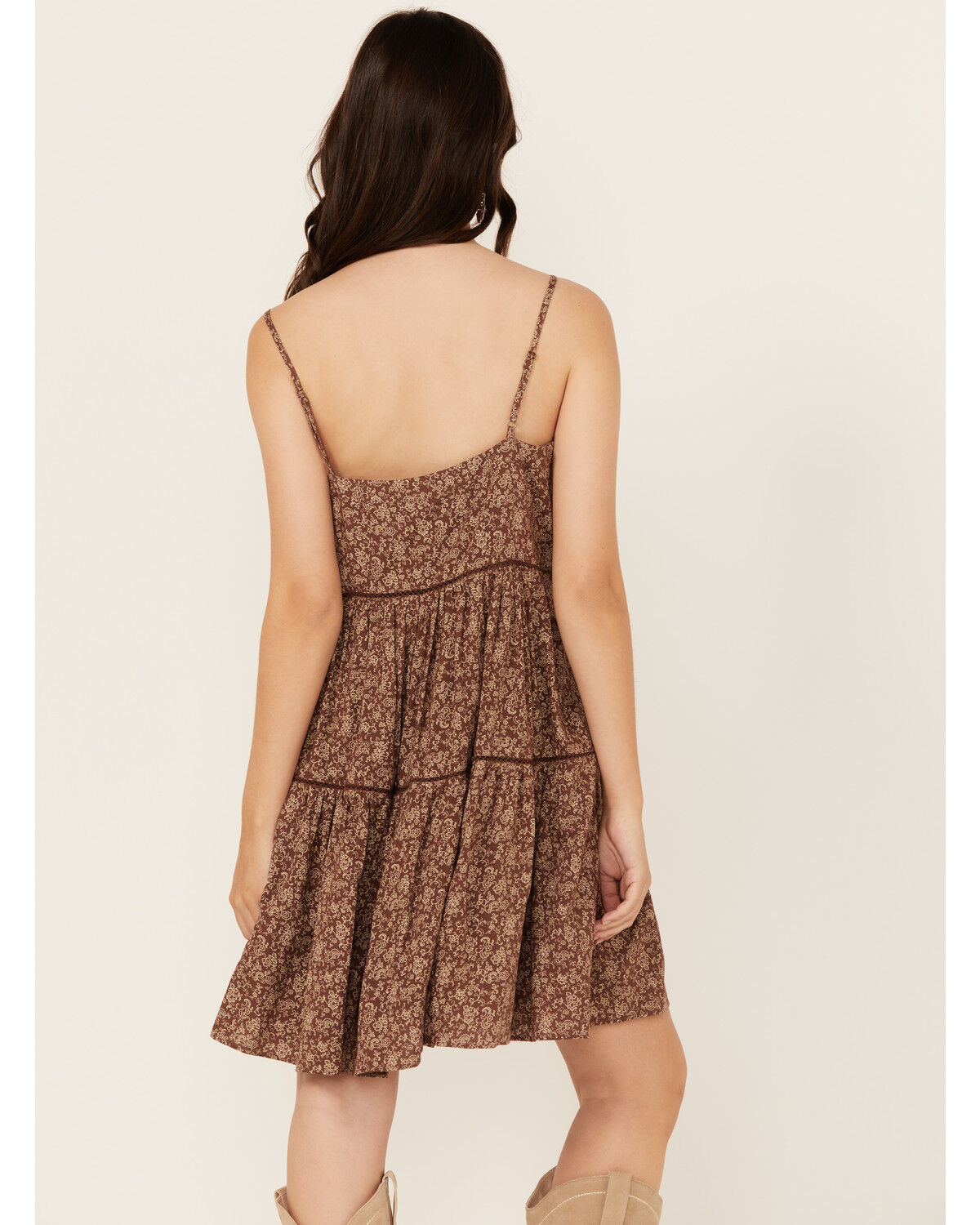 Image #4 - Cleo + Wolf Women's Beau Printed Mini Dress, Chocolate, hi-res