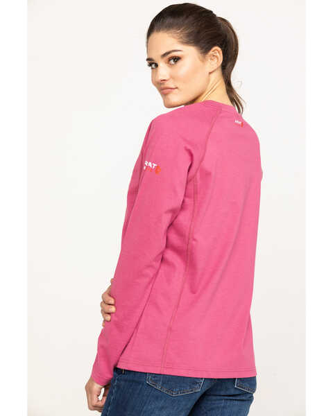 Image #2 - Ariat Women's FR Air Crew Long Sleeve Work Shirt, Pink, hi-res