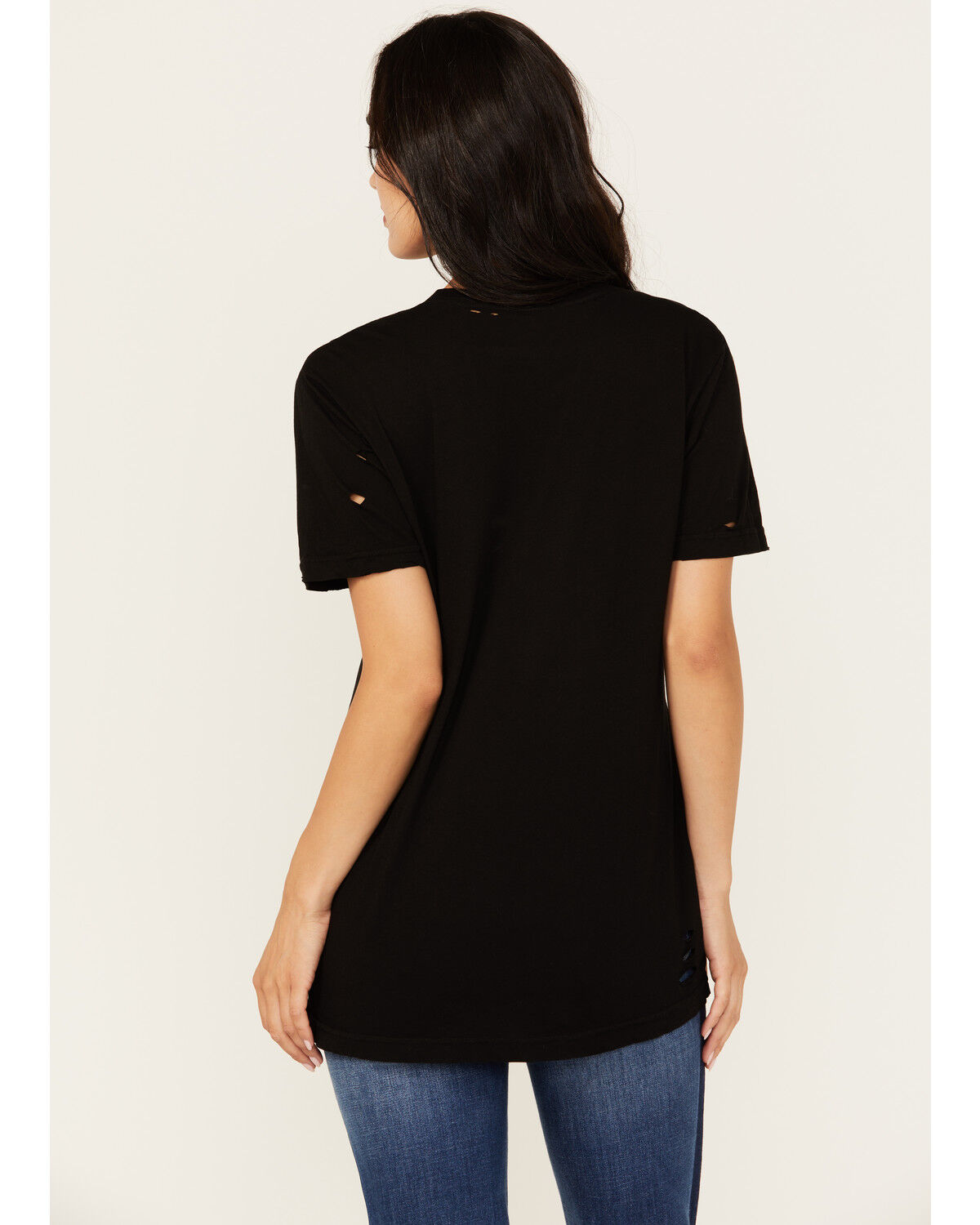 Image #4 - Bohemian Cowgirl Women's Nashville Leopard Guitar Destructed Short Sleeve Graphic Tee, Black, hi-res