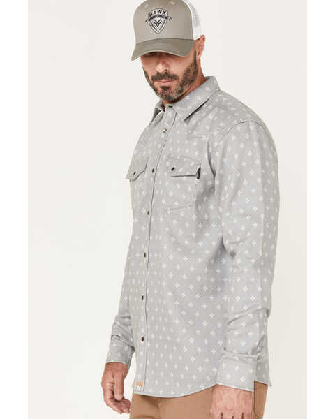 Image #2 - Cody James Men's FR Spaced Diamond Print Long Sleeve Snap Work Shirt - Tall , Grey, hi-res