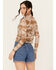 Image #4 - Rock & Roll Denim Women's Boot Barn Exclusive Printed Long Sleeve Mesh Top, Taupe, hi-res