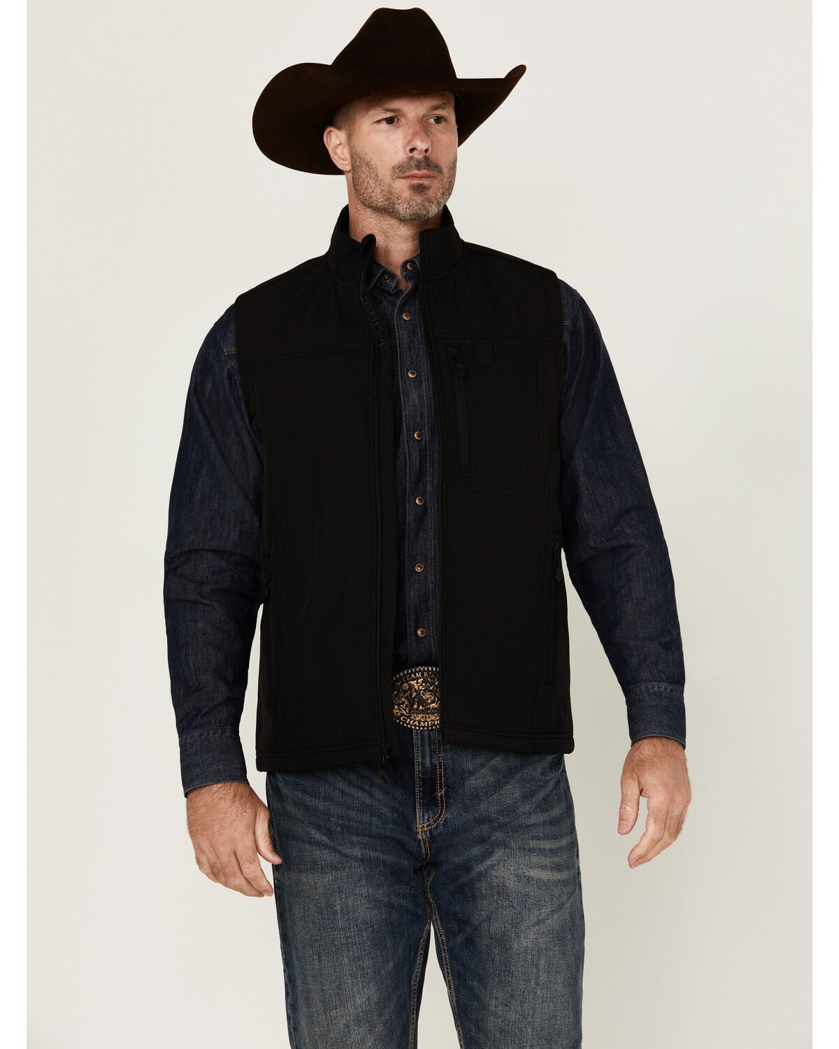 RANK 45&reg; Men's Hadwick Softshell Vest, Black, hi-res