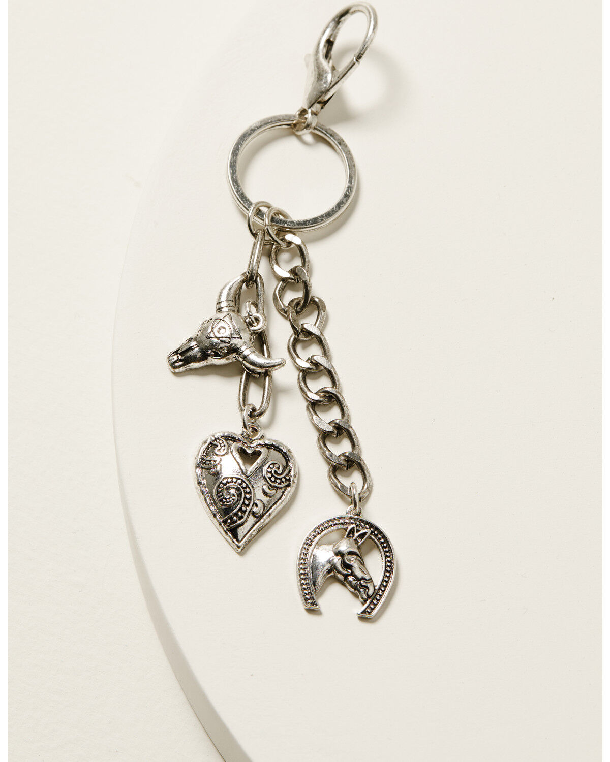 Image #2 - Shyanne Women's Heart Bull Horn Bag Charm, Silver, hi-res