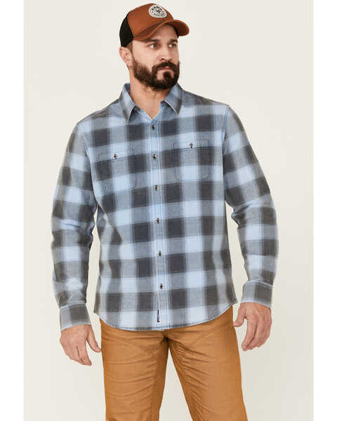 Image #1 - Flag & Anthem Men's Vail Vintage Large Plaid Print Long Sleeve Button Down Western Shirt , Navy, hi-res
