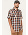 Image #2 - Brothers and Sons Men's Casual Plaid Short Sleeve Button-Down Western Shirt, Dark Orange, hi-res