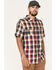 Image #2 - Brothers and Sons Men's Casual Plaid Short Sleeve Button-Down Western Shirt , Dark Orange, hi-res