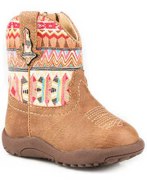 Roper Toddler Girls' Southwestern Western Boots - Round Toe, Tan, hi-res
