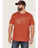 Image #1 - Brothers and Sons Men's Mercantile Light Red Weathered Slub Graphic Short Sleeve T-Shirt , Orange, hi-res