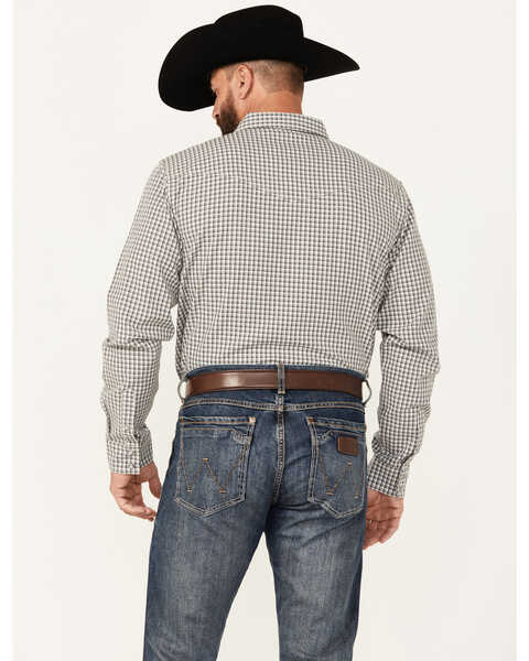 Image #4 - Blue Ranchwear Men's Dickens Gingham Long Sleeve Snap Western Shirt, Slate, hi-res