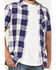 Image #3 - Brothers And Sons Calaveras Plaid Print Short Sleeve Button-Down Western Shirt, Indigo, hi-res