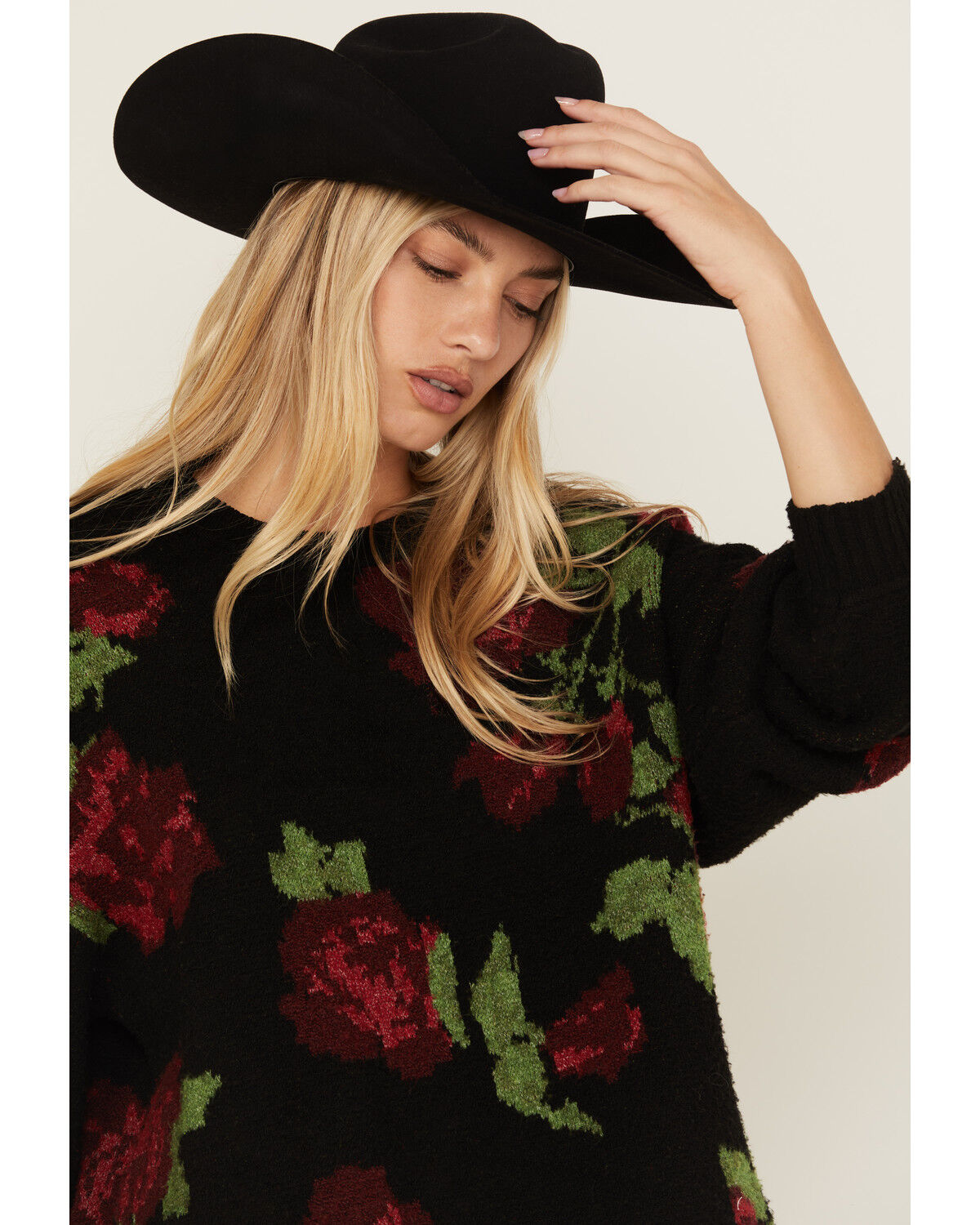 Image #2 - Show Me Your Mumu Women's Rose Print Sweater, Black, hi-res