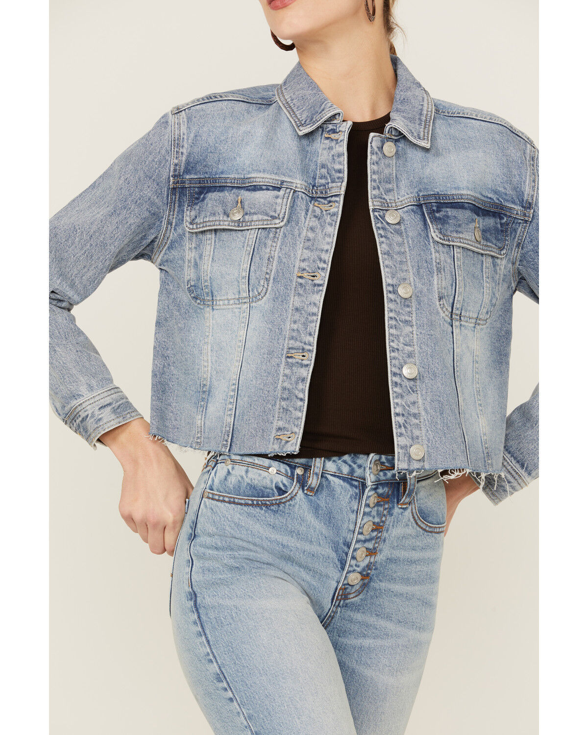 Image #3 - Cleo + Wolf Women's Wilshire Cropped Oversized Denim Jacket, Light Wash, hi-res