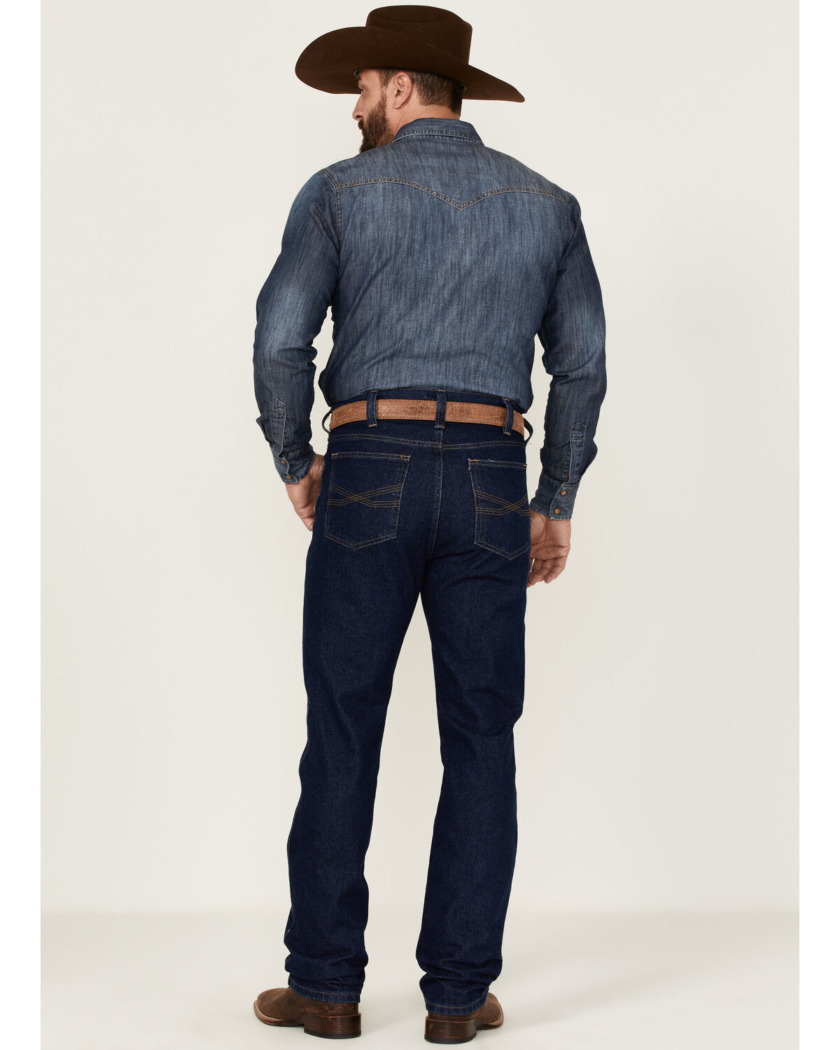 Image #3 - Blue Ranchwear Men's Bucking Horse Dark Wash Rigid Slim Straight Jeans, Dark Wash, hi-res