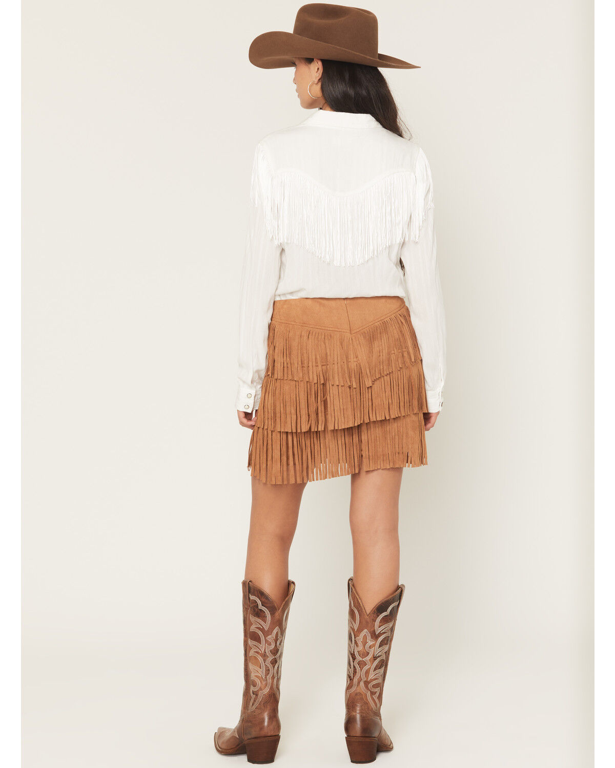 Image #3 - Fornia Women's Faux Suede Mini Skirt, Camel, hi-res