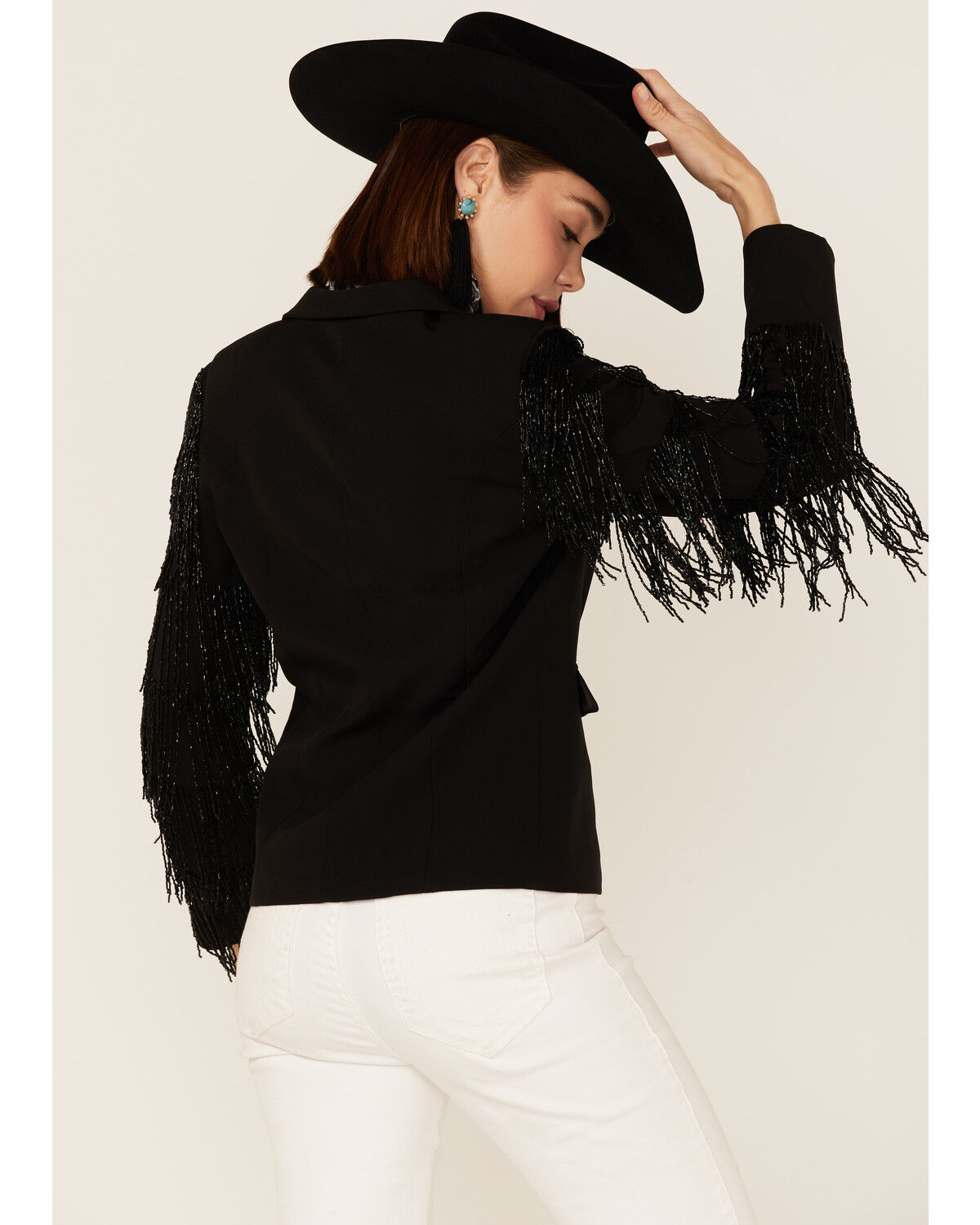 Image #5 - Any Old Iron Women's Beaded Fringe Blazer Jacket, Black, hi-res