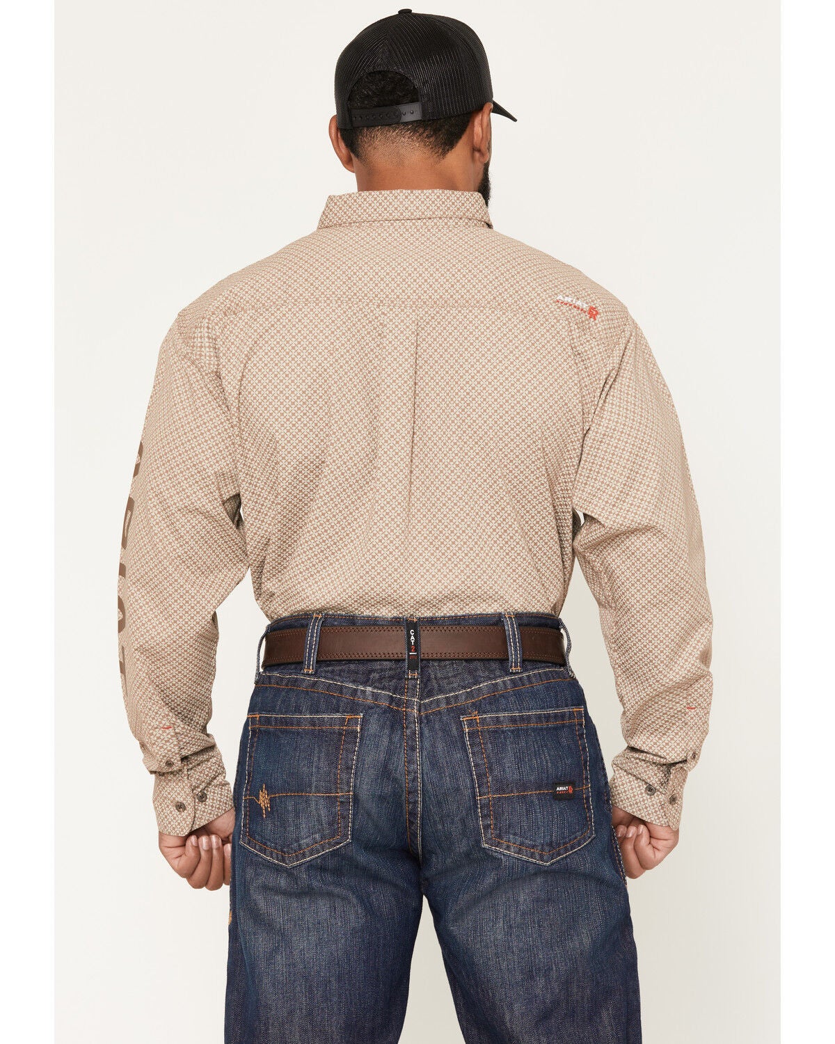 Image #4 - Ariat Men's FR Ty Logo Geo Print Long Sleeve Button-Down Work Shirt, Brown, hi-res