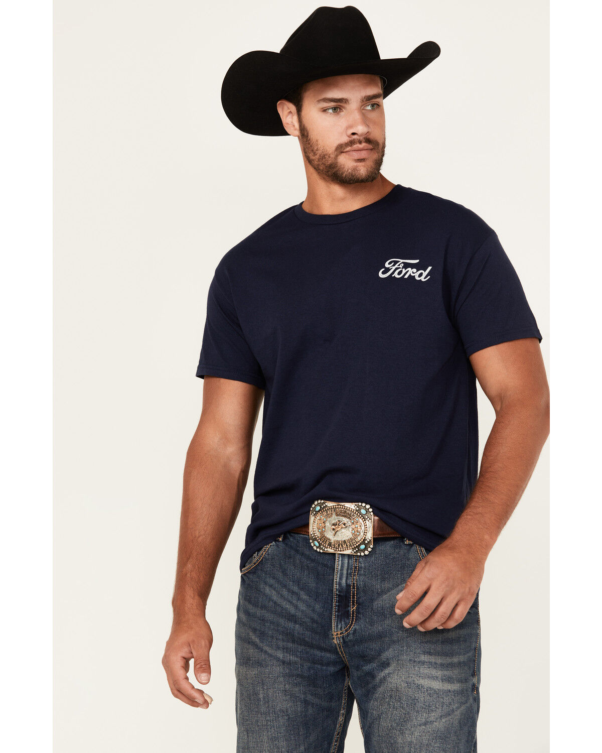 Image #2 - Buckwear Men's Ford Freedom Truck Short Sleeve Graphic T-Shirt, Navy, hi-res