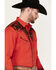 Image #3 - Scully Men's Embroidered Red Retro Long Sleeve Western Shirt, Red, hi-res