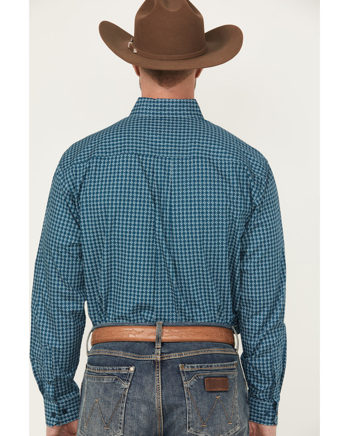 Image #4 - Cinch Men's Geo Print Long Sleeve Button-Down Western Shirt, Blue, hi-res