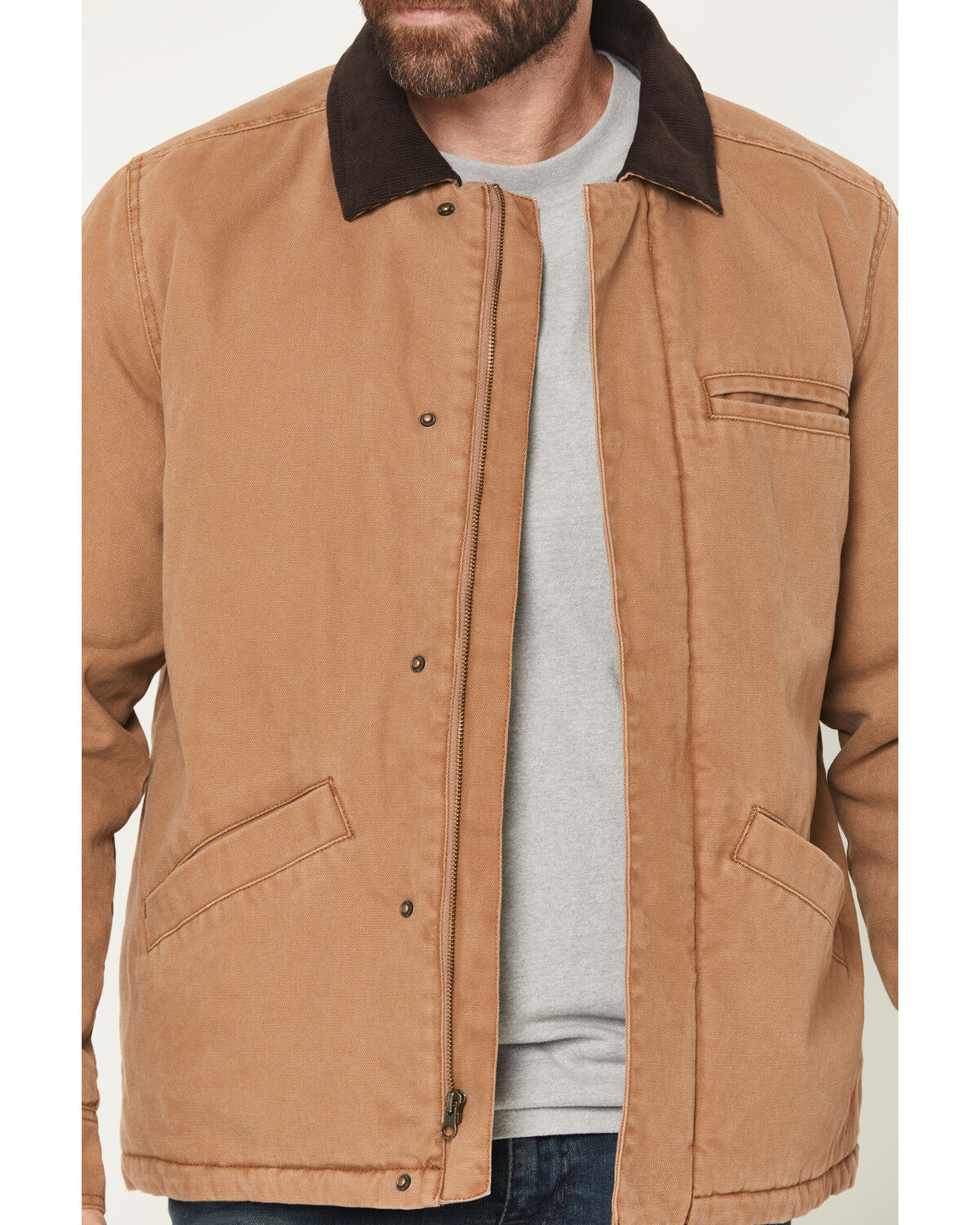 Image #3 - Hawx Men's Sherpa Lined Duck Canvas Jacket, Tan, hi-res