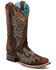 Image #1 - Corral Women's Embroidered Western Boots - Broad Square Toe, Brown, hi-res