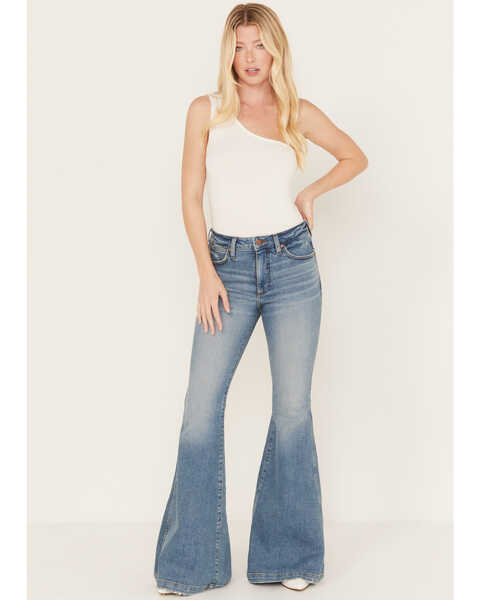 Wrangler Retro Women's Medium Wash High Rise Helen Flare Jeans, Blue, hi-res