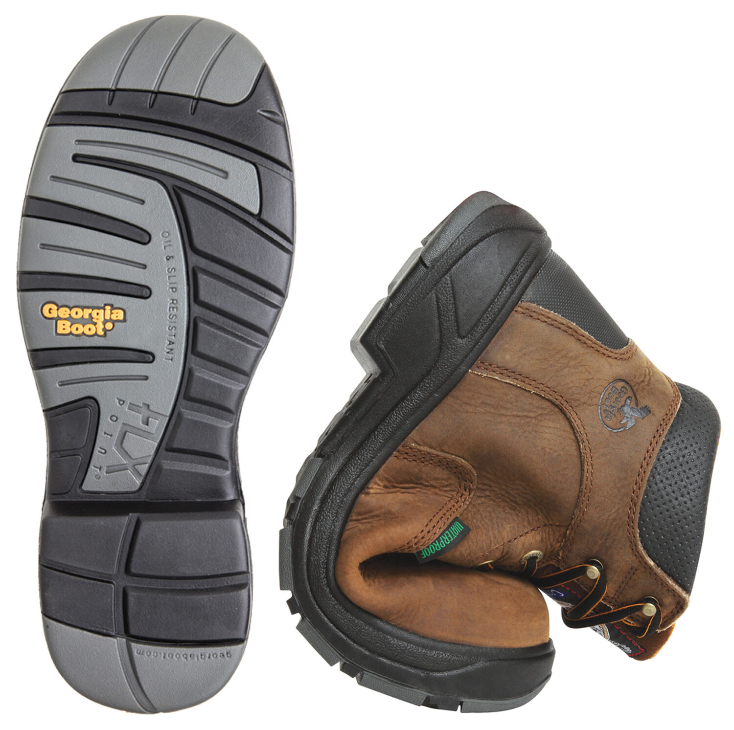 Image #5 - Georgia Boot Men's FLXpoint Waterproof 6" Work Boots - Composite Toe, Brown, hi-res
