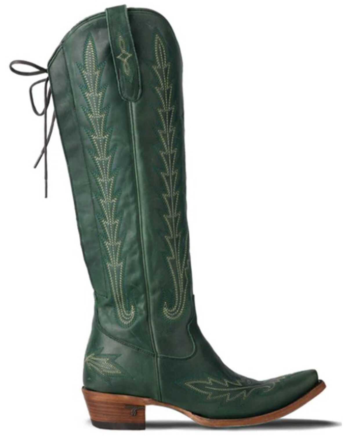 Image #2 - Lane Women's Lexington Knee High Corset Western Boots - Snip Toe, Green, hi-res