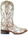 Image #2 - Corral Women's White Glitter Inlay Western Boots - Square Toe, Ivory, hi-res