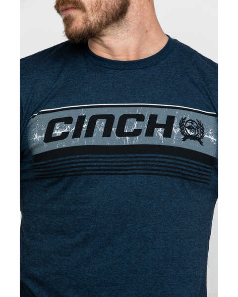 Image #4 - Cinch Men's Bar Logo Graphic T-Shirt , Heather Blue, hi-res